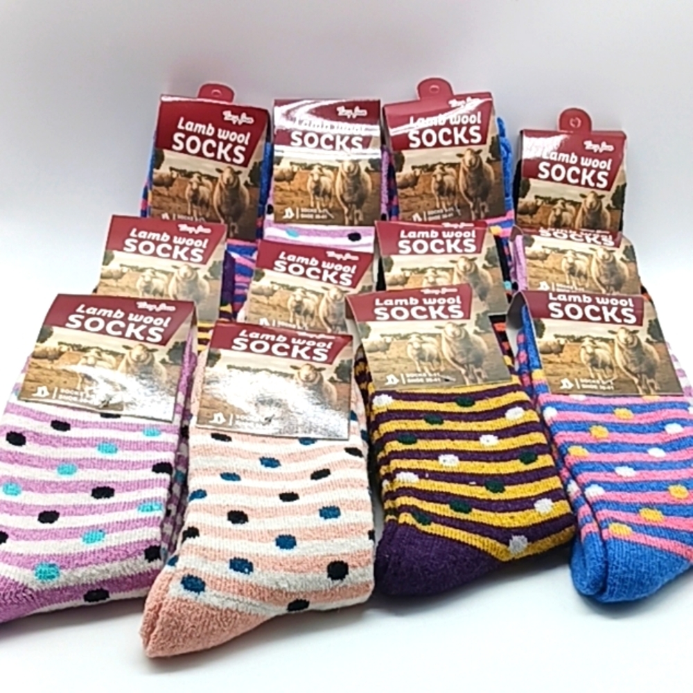 ⚫️ 6 Pairs Lamb Wool Crew Socks/Thermal Boot Socks Size 9-11 Wo…